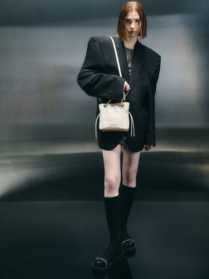 CHARLES & KEITH Classic / Arya Braided-Chain Crossbody Bag - Cream