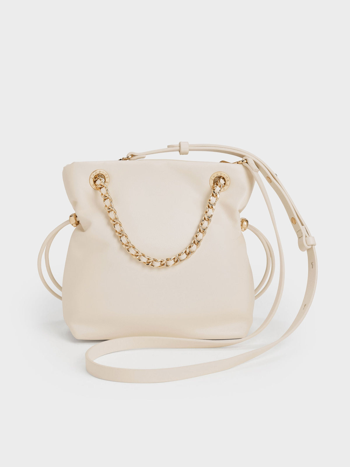 CHARLES & KEITH Classic / Arya Braided-Chain Crossbody Bag - Cream