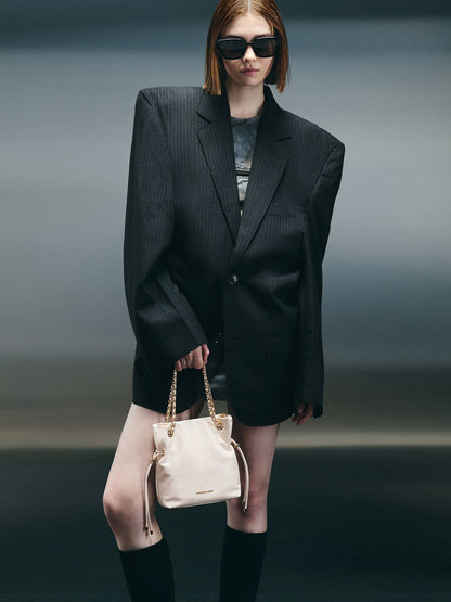 CHARLES & KEITH Classic / Arya Braided-Chain Crossbody Bag - Cream