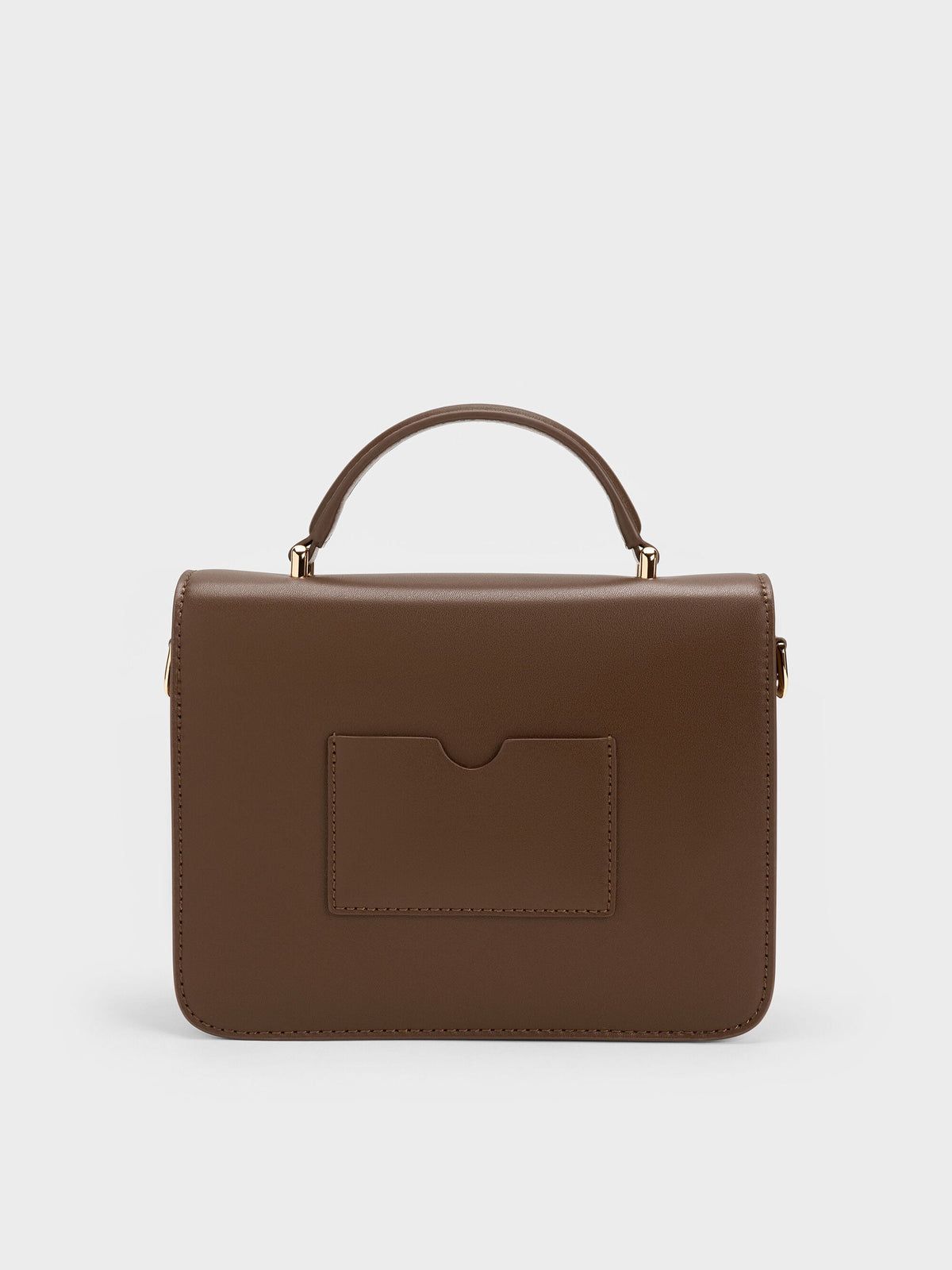 CHARLES & KEITH Trusted / Octavia Front Flap Top Handle Bag - Dark Brown