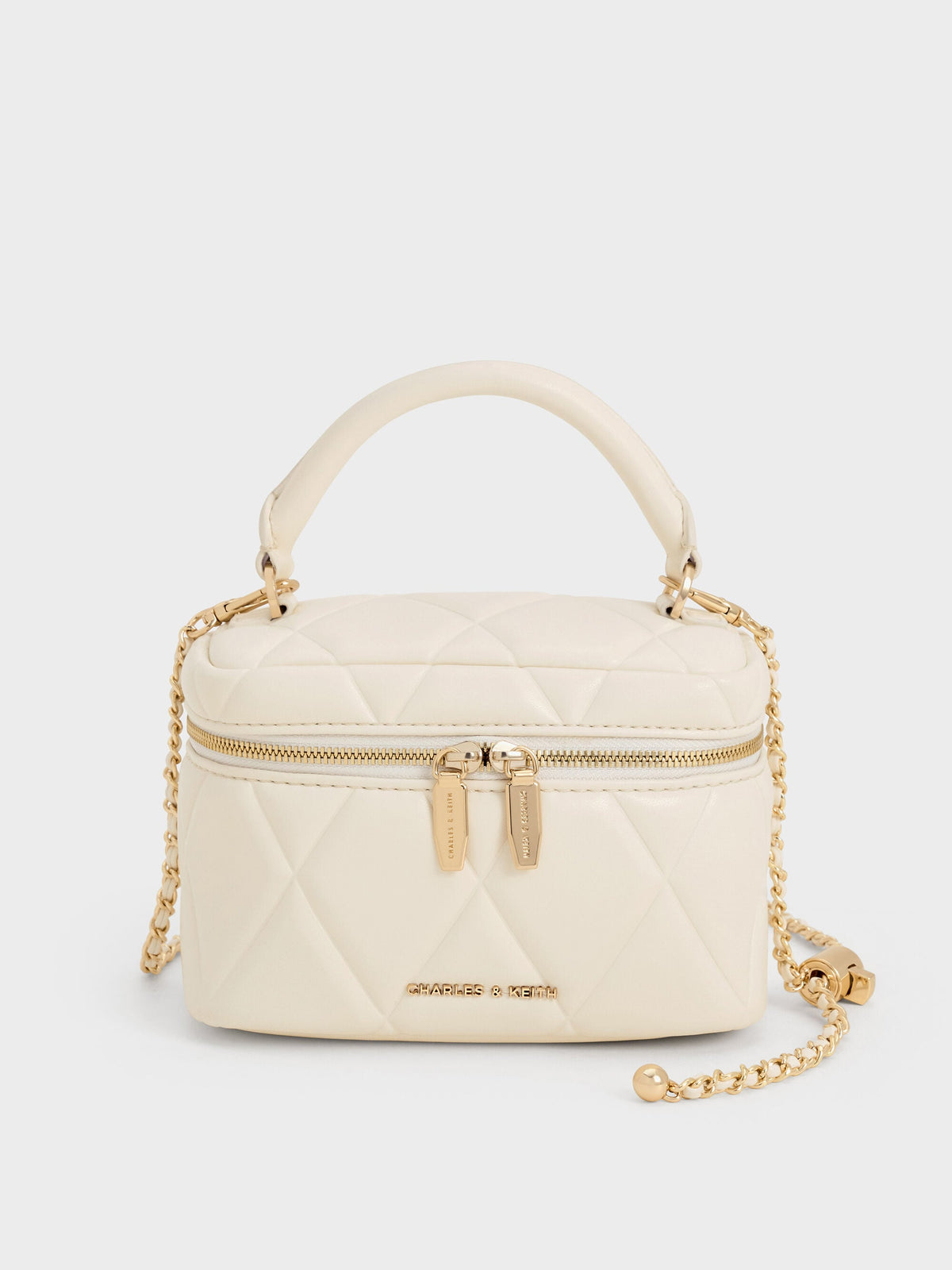 CHARLES & KEITH Recommended / Arwen Quilted Top Handle Vanity Bag - Cream