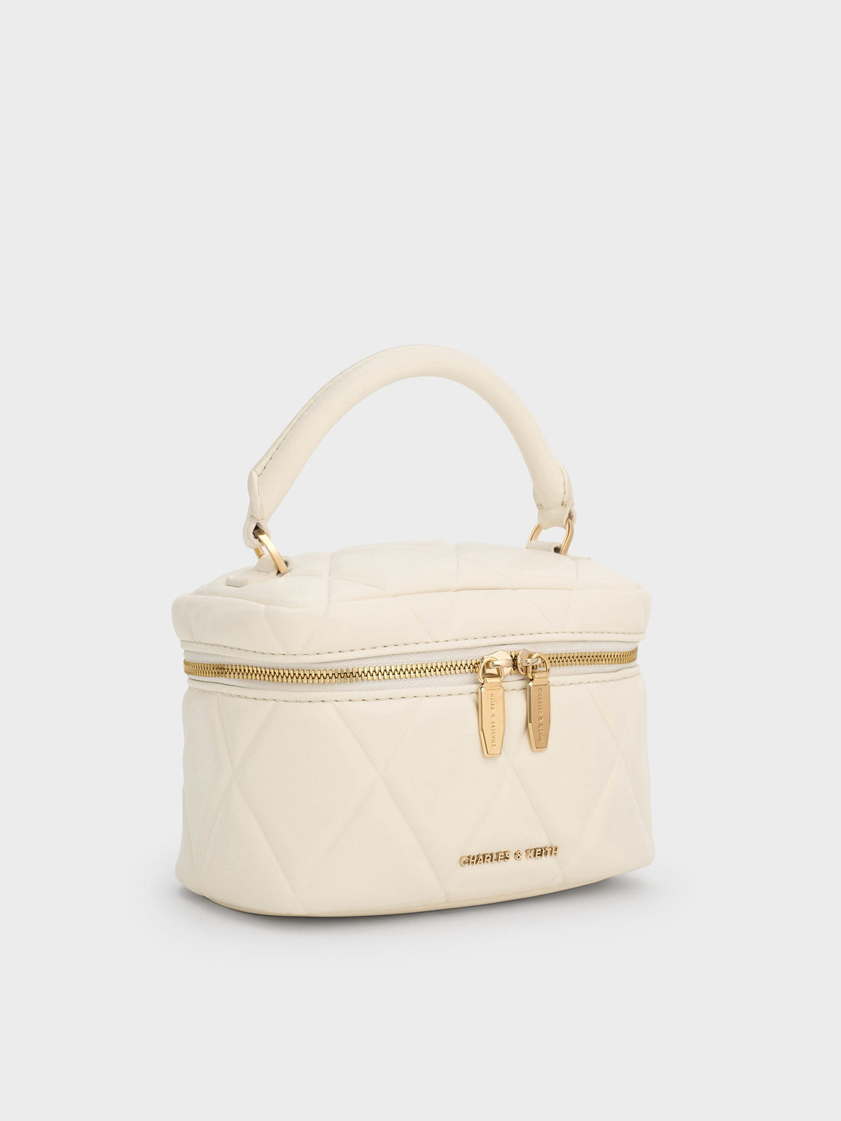 CHARLES & KEITH Recommended / Arwen Quilted Top Handle Vanity Bag - Cream
