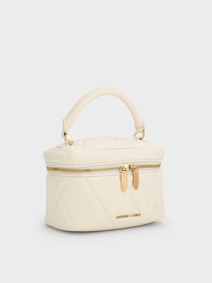 CHARLES & KEITH Recommended / Arwen Quilted Top Handle Vanity Bag - Cream
