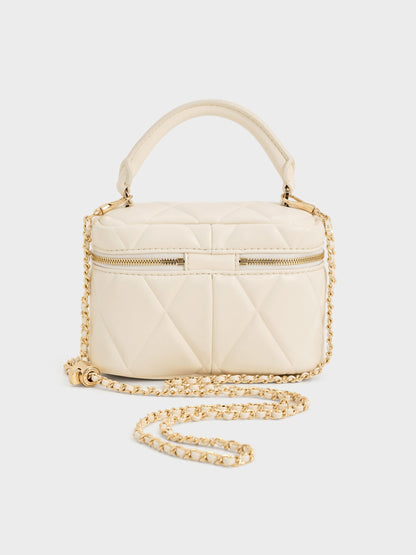CHARLES & KEITH Recommended / Arwen Quilted Top Handle Vanity Bag - Cream