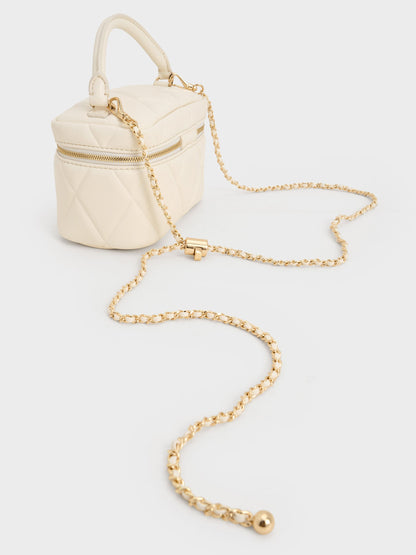 CHARLES & KEITH Recommended / Arwen Quilted Top Handle Vanity Bag - Cream