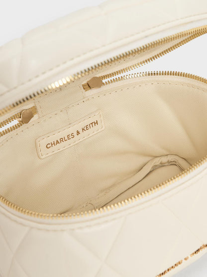 CHARLES & KEITH Recommended / Arwen Quilted Top Handle Vanity Bag - Cream