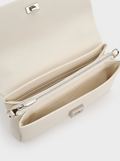 CHARLES & KEITH Featured / Hazel Bow Wallet On Chain - Cream