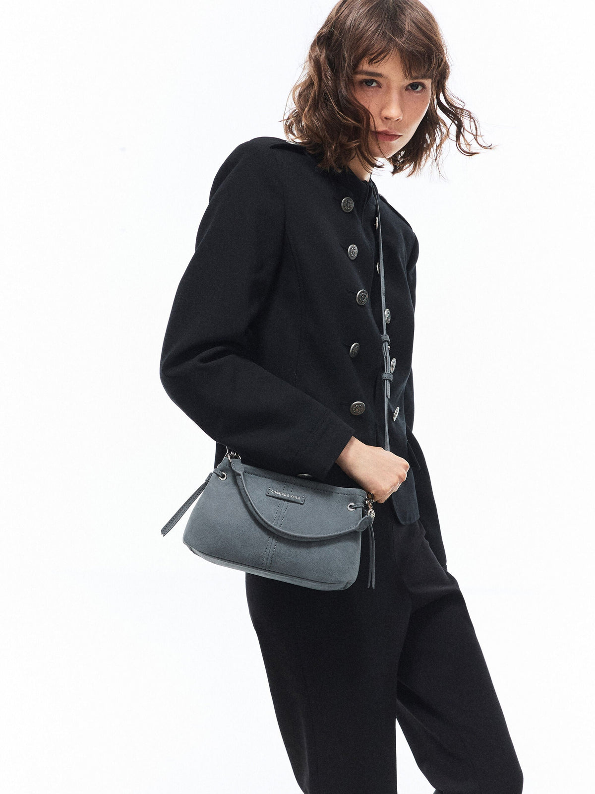 CHARLES & KEITH Best Seller / Noane Top Handle Bag - Smoky Blue