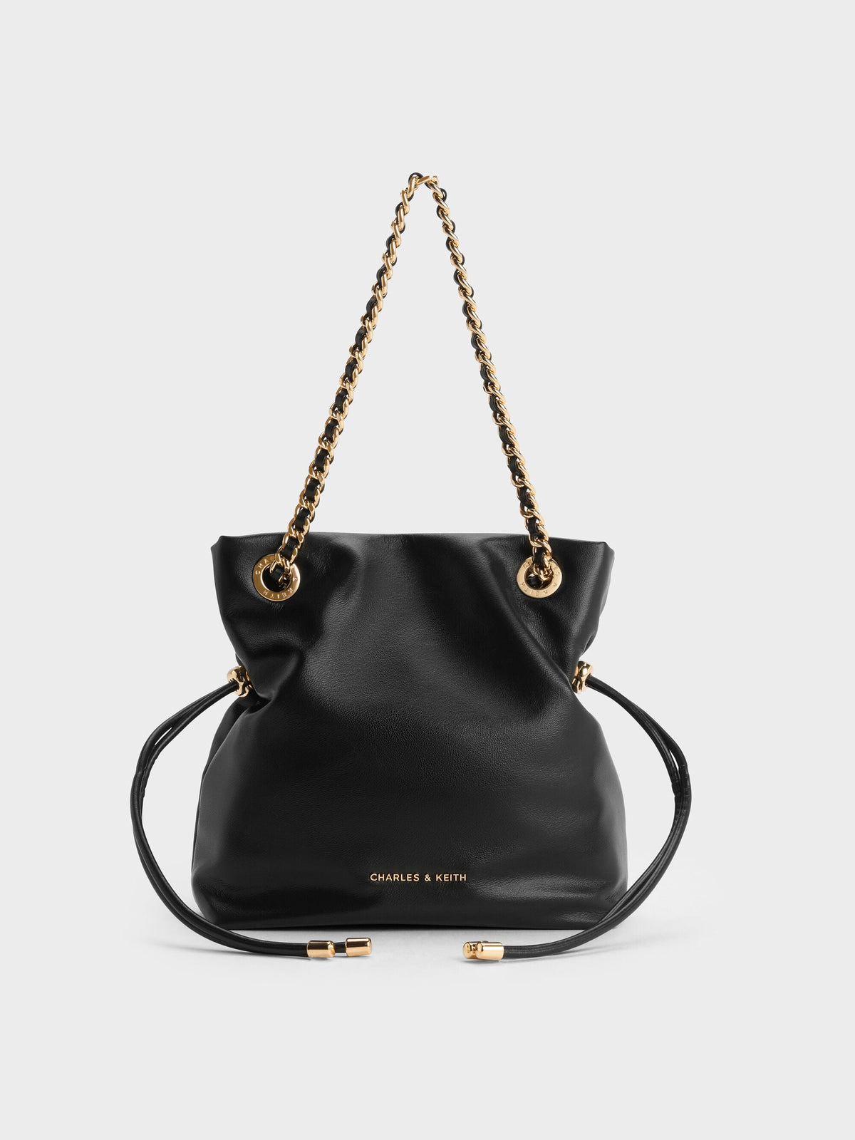 CHARLES & KEITH Great Value / Arya Braided-Chain Crossbody Bag - Black