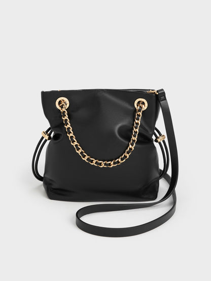 CHARLES & KEITH Great Value / Arya Braided-Chain Crossbody Bag - Black