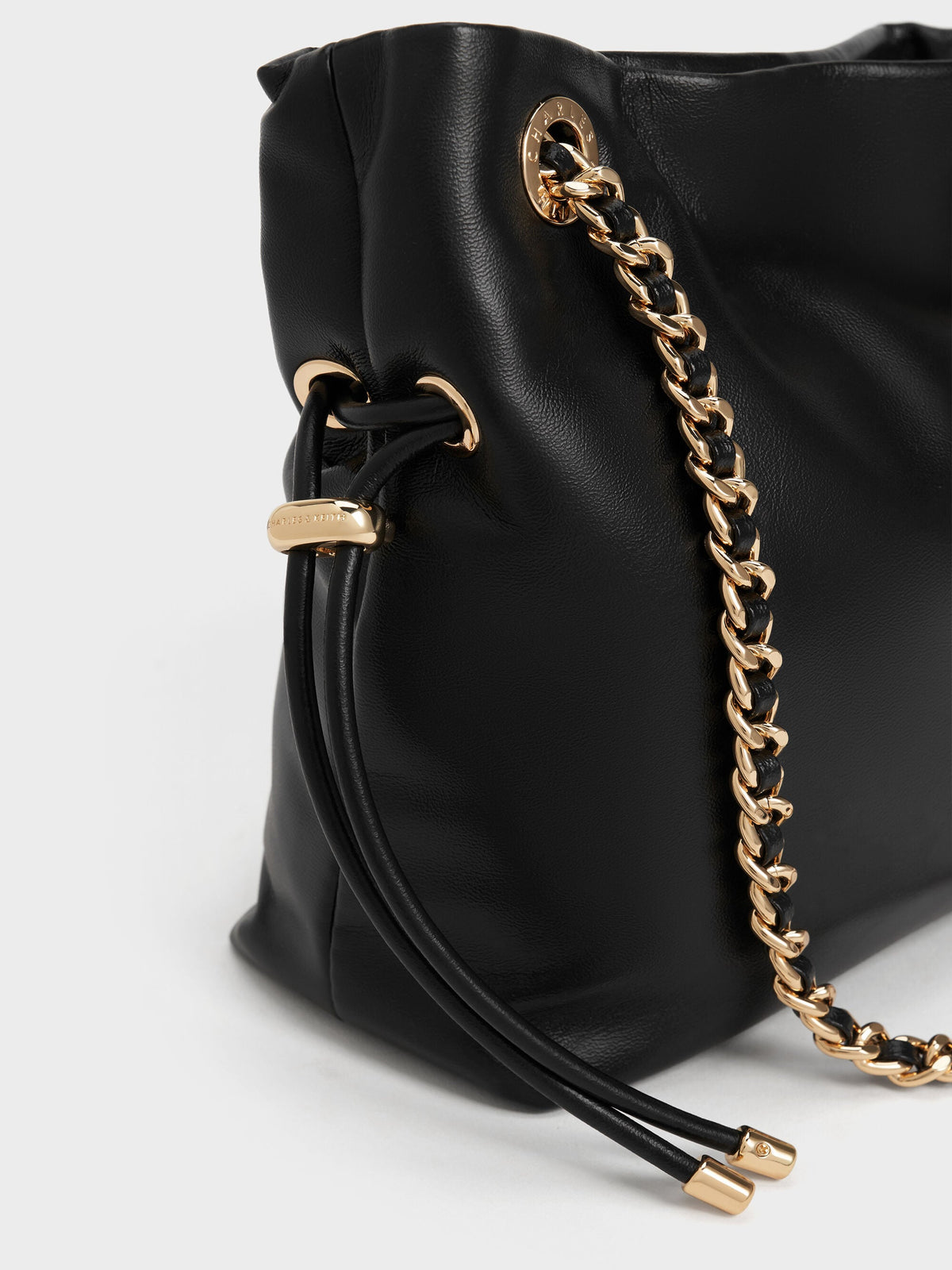 CHARLES & KEITH Great Value / Arya Braided-Chain Crossbody Bag - Black