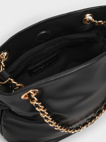 CHARLES & KEITH Great Value / Arya Braided-Chain Crossbody Bag - Black