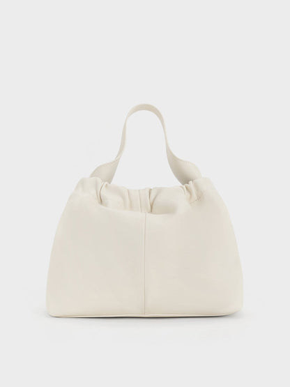 CHARLES & KEITH Popular / Ally Ruched Chain-Handle Bag - Cream