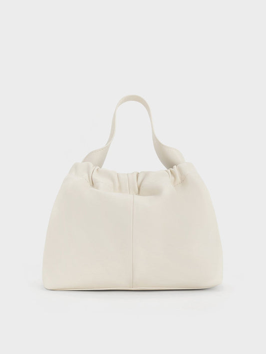CHARLES & KEITH Popular / Ally Ruched Chain-Handle Bag - Cream