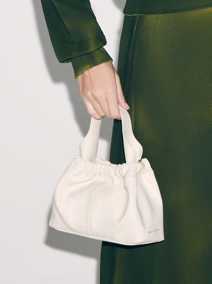 CHARLES & KEITH Popular / Ally Ruched Chain-Handle Bag - Cream