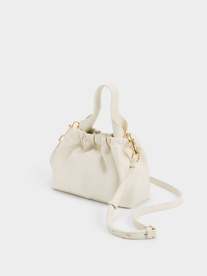 CHARLES & KEITH Popular / Ally Ruched Chain-Handle Bag - Cream