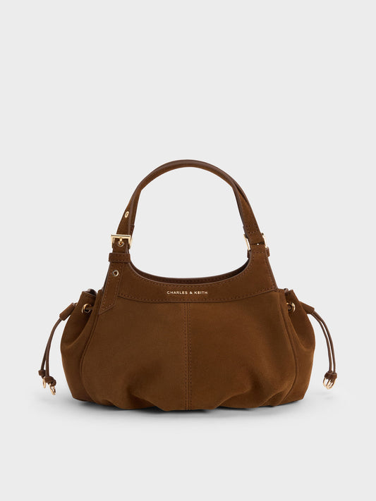 CHARLES & KEITH Classic / Mini Lillith Drawstring Bucket Bag - Pecan Brown