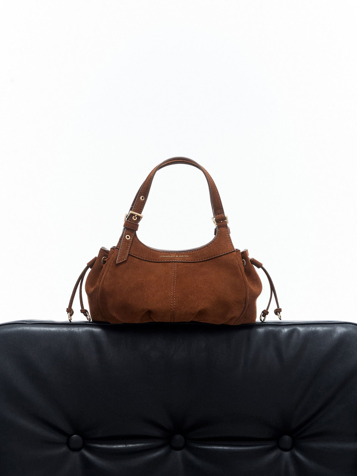 CHARLES & KEITH Classic / Mini Lillith Drawstring Bucket Bag - Pecan Brown