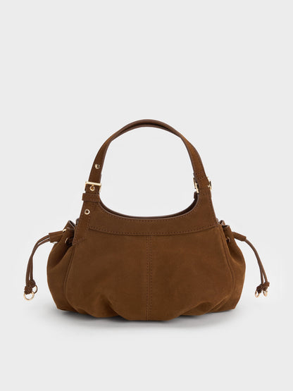 CHARLES & KEITH Classic / Mini Lillith Drawstring Bucket Bag - Pecan Brown