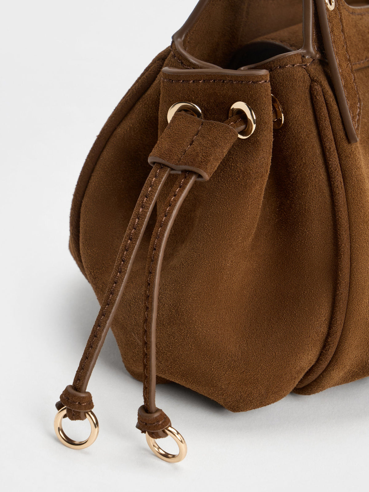 CHARLES & KEITH Classic / Mini Lillith Drawstring Bucket Bag - Pecan Brown