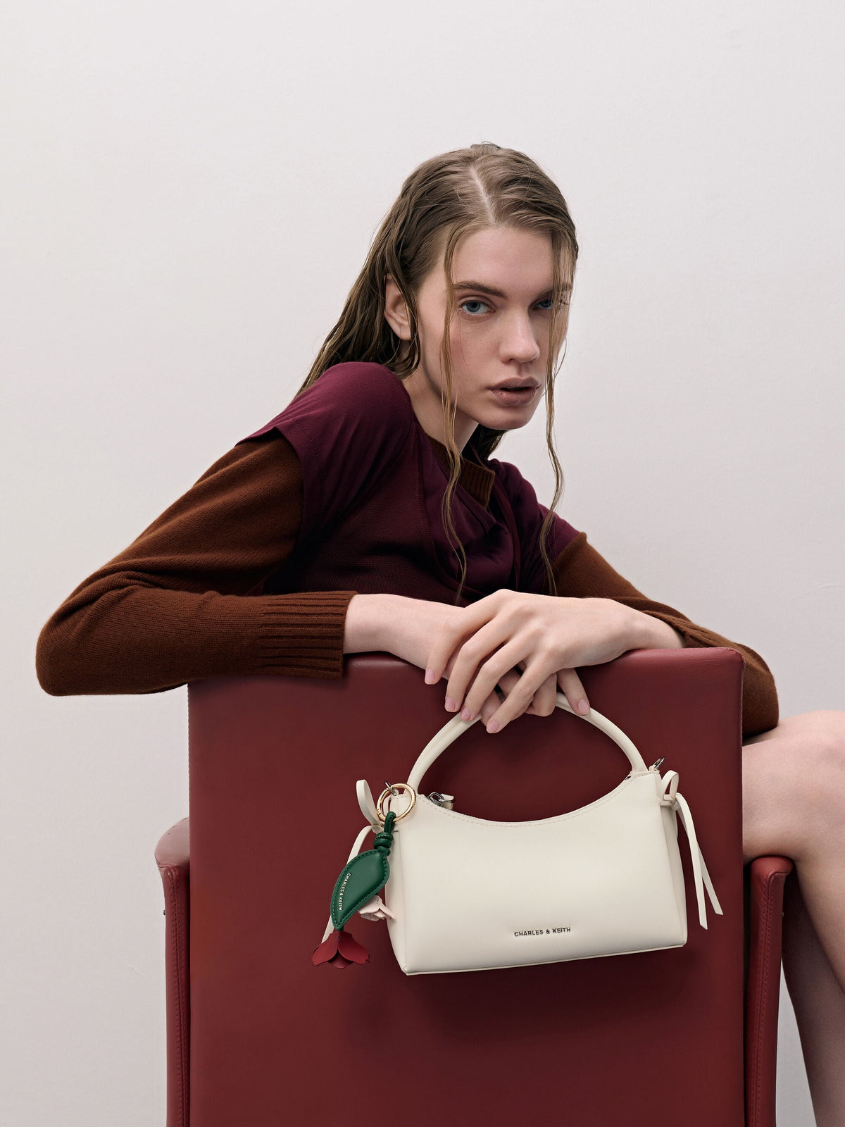 CHARLES & KEITH Value / Hazel Bow Top Handle Bag - Cream
