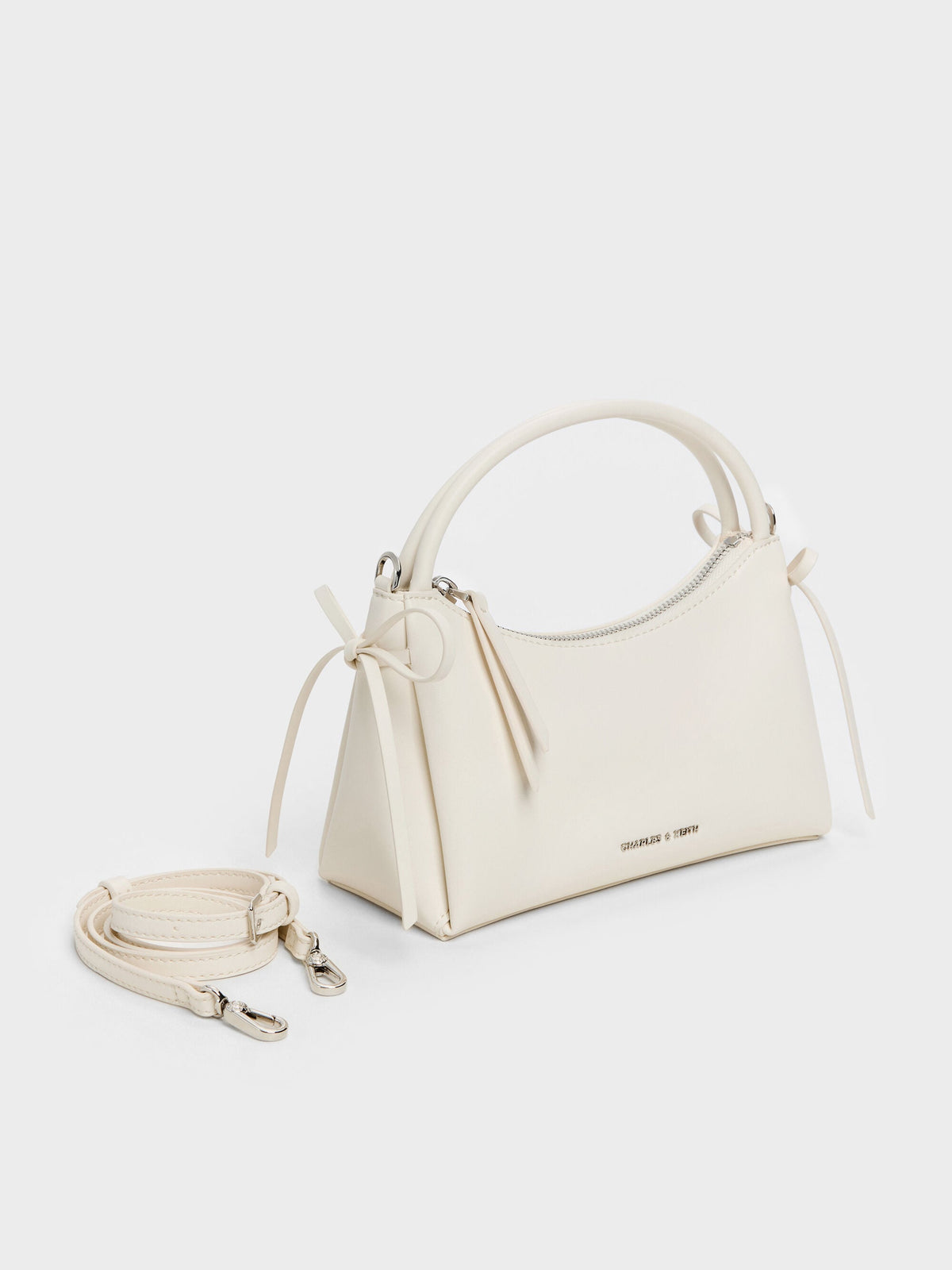 CHARLES & KEITH Value / Hazel Bow Top Handle Bag - Cream