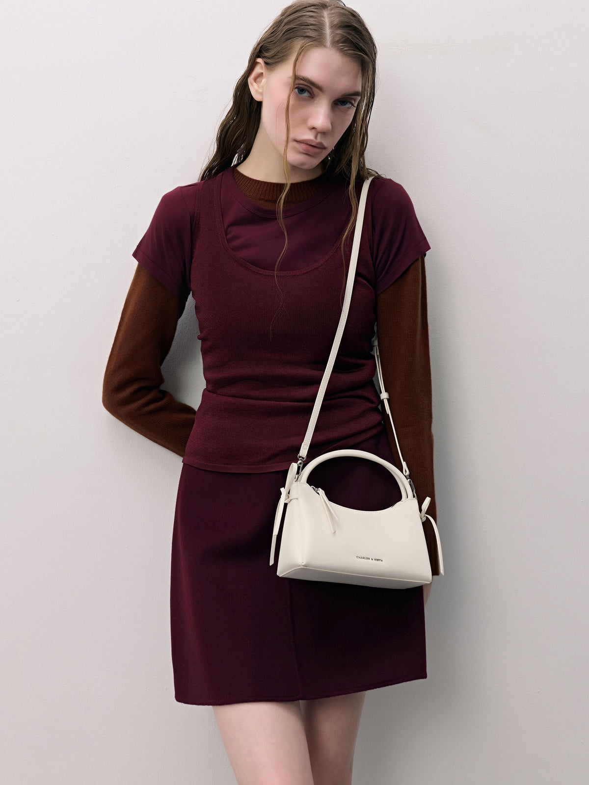 CHARLES & KEITH Value / Hazel Bow Top Handle Bag - Cream