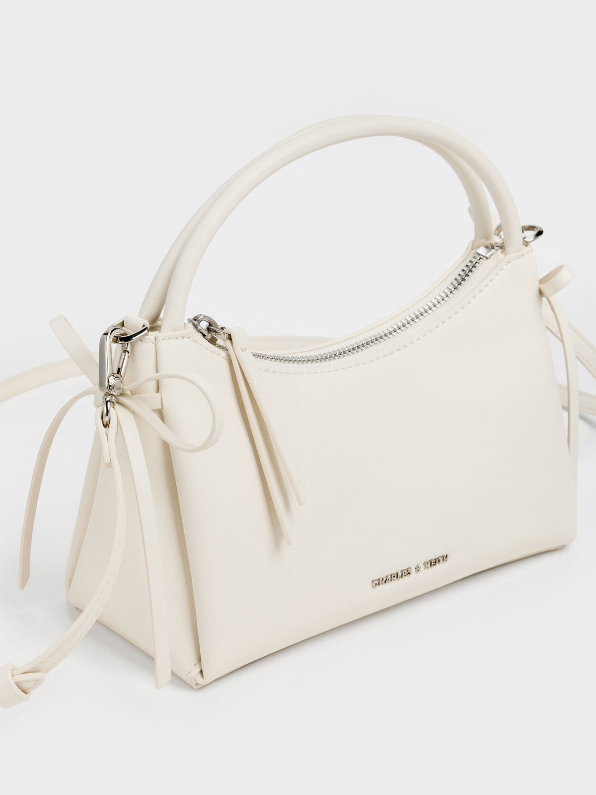 CHARLES & KEITH Value / Hazel Bow Top Handle Bag - Cream