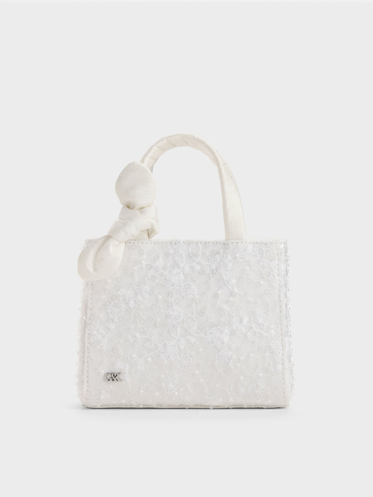 CHARLES & KEITH Top Pick / Albany Embroidered-Mesh Beaded Mini Bag - White
