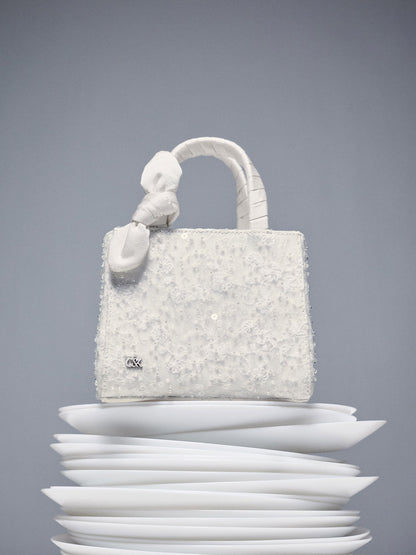 CHARLES & KEITH Top Pick / Albany Embroidered-Mesh Beaded Mini Bag - White