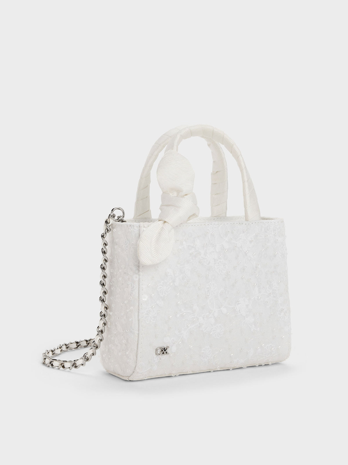 CHARLES & KEITH Top Pick / Albany Embroidered-Mesh Beaded Mini Bag - White