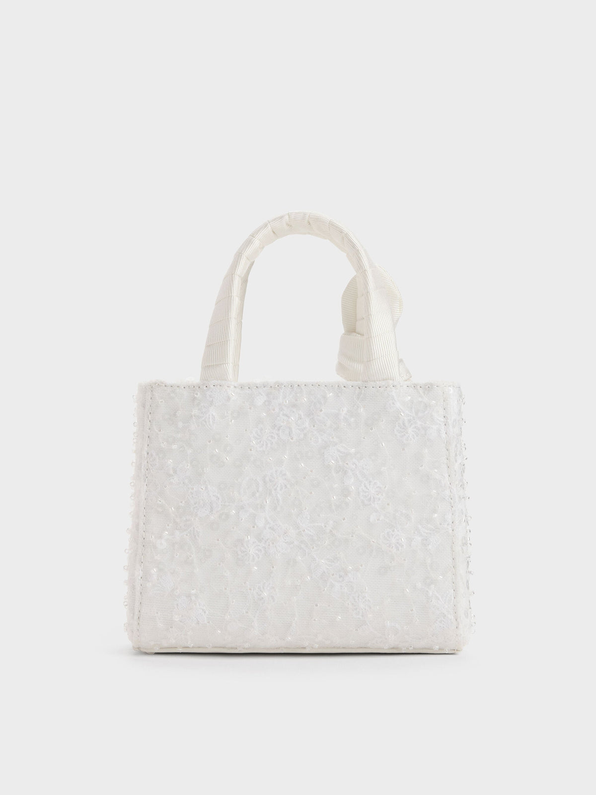 CHARLES & KEITH Top Pick / Albany Embroidered-Mesh Beaded Mini Bag - White
