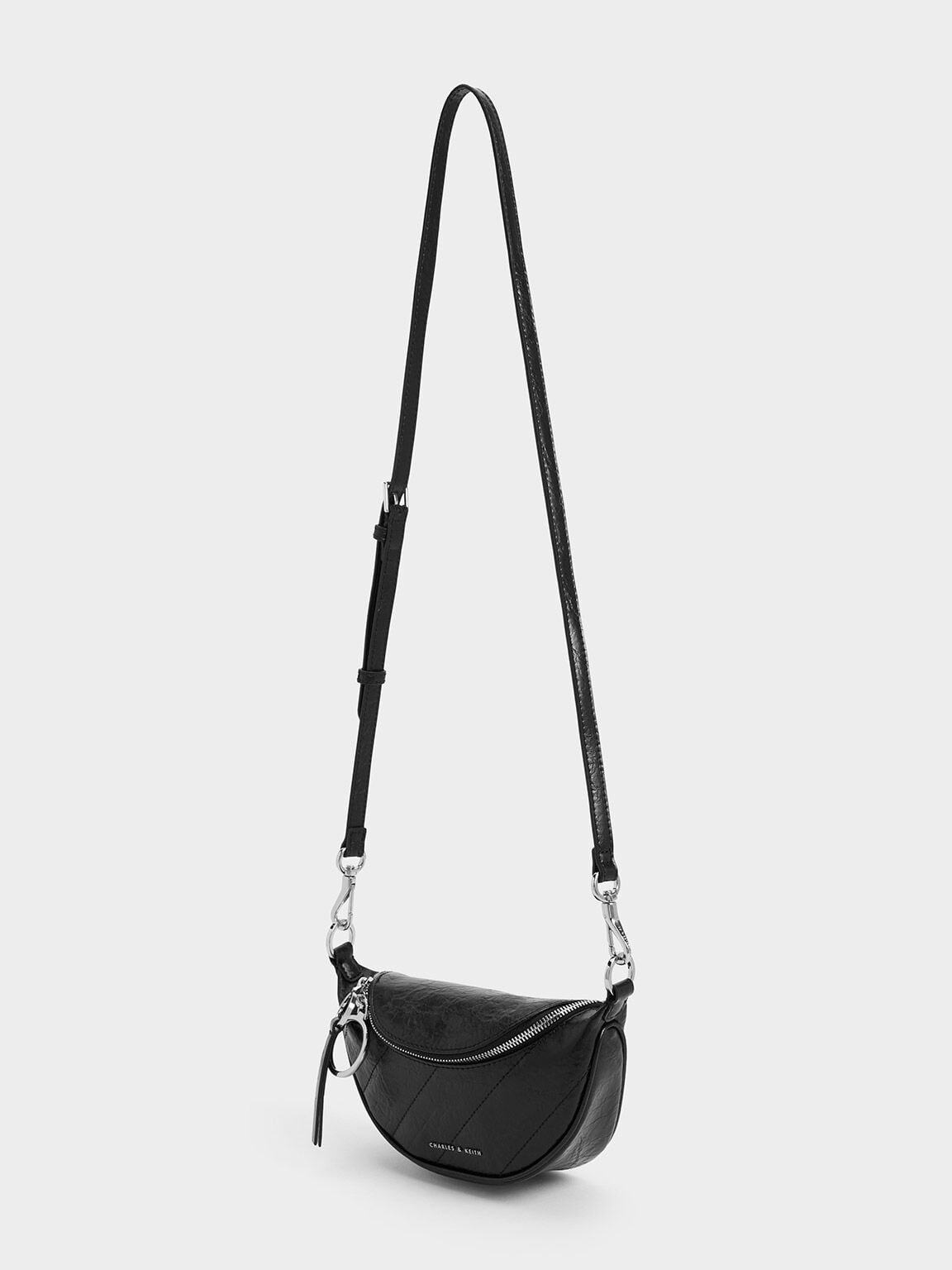 CHARLES & KEITH Sale / Philomena Half-Moon Crossbody Bag - Noir