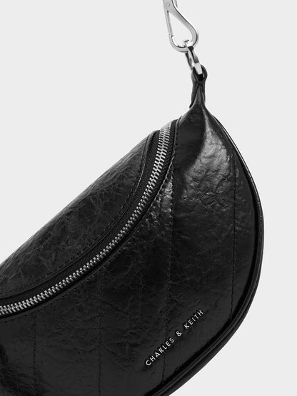 CHARLES & KEITH Sale / Philomena Half-Moon Crossbody Bag - Noir