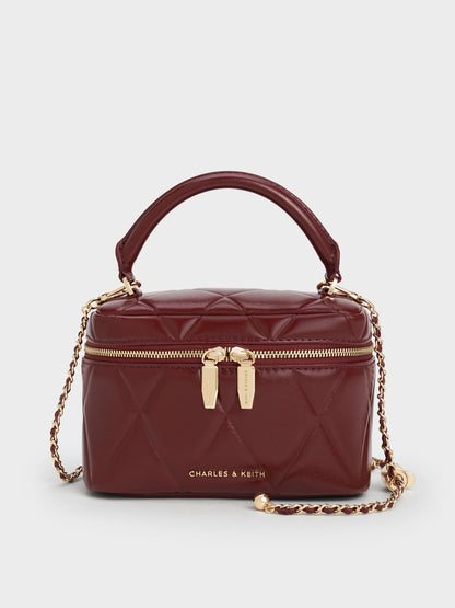 CHARLES & KEITH Smart Buy / Arwen Quilted Vanity Bag - Burgundy