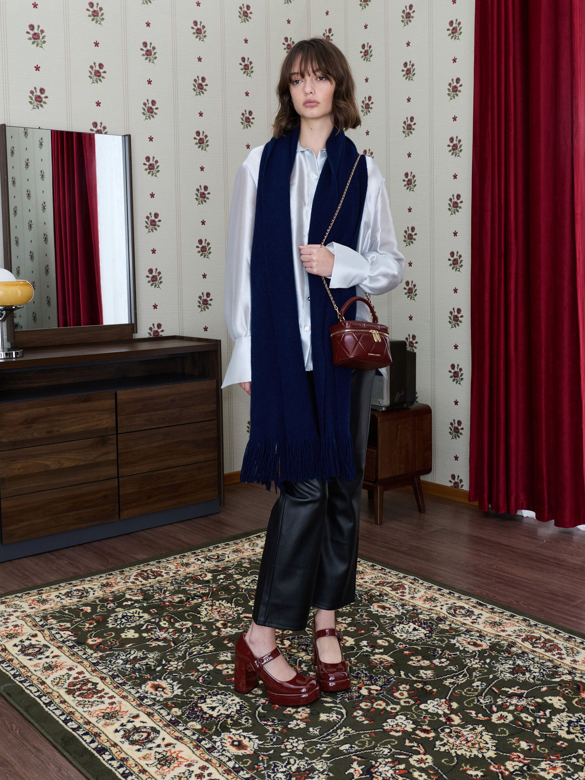 CHARLES & KEITH Smart Buy / Arwen Quilted Vanity Bag - Burgundy
