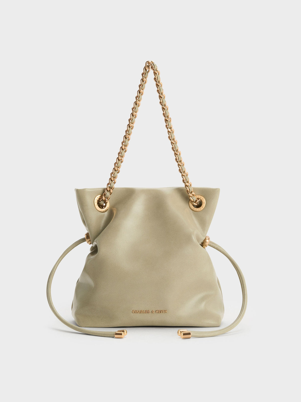 CHARLES & KEITH Best Seller / Arya Braided-Chain Crossbody Bag - Pale Olive