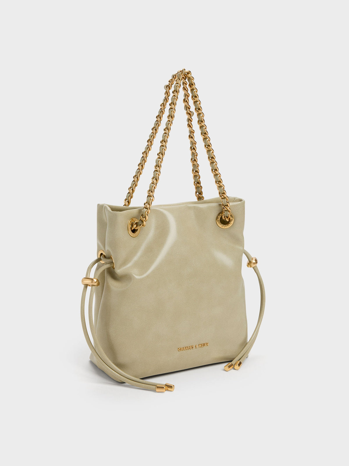 CHARLES & KEITH Best Seller / Arya Braided-Chain Crossbody Bag - Pale Olive