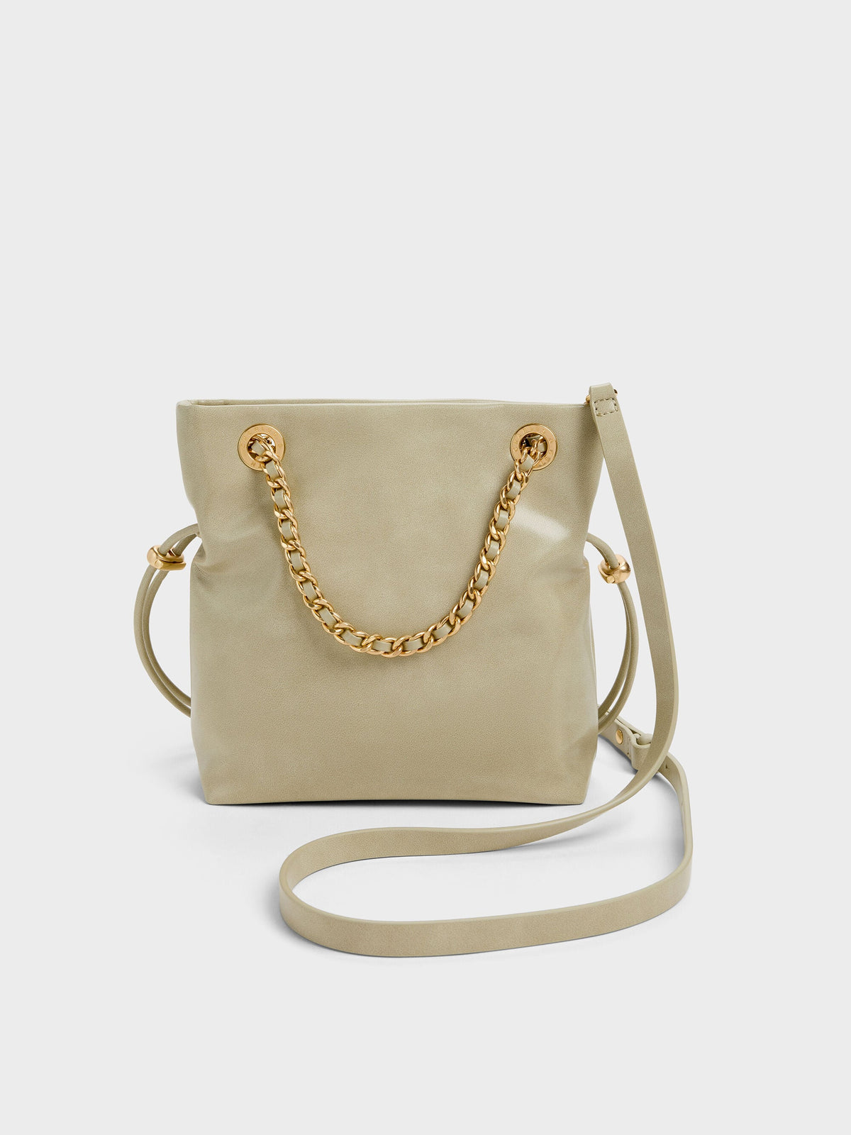 CHARLES & KEITH Best Seller / Arya Braided-Chain Crossbody Bag - Pale Olive
