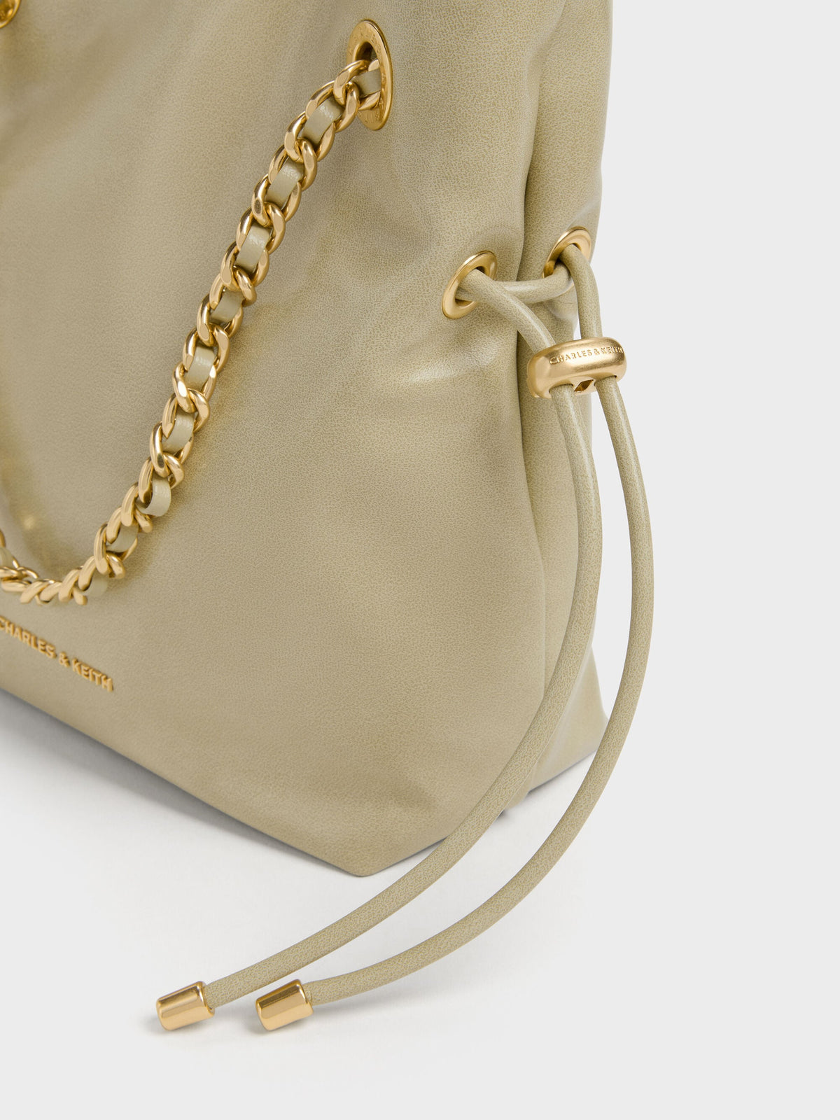 CHARLES & KEITH Best Seller / Arya Braided-Chain Crossbody Bag - Pale Olive