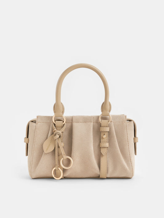 CHARLES & KEITH Quality / Britton Top Handle Tote Bag - Nutmeg Beige