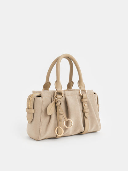 CHARLES & KEITH Quality / Britton Top Handle Tote Bag - Nutmeg Beige