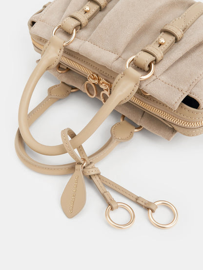 CHARLES & KEITH Quality / Britton Top Handle Tote Bag - Nutmeg Beige