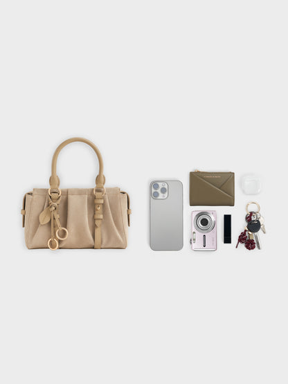 CHARLES & KEITH Quality / Britton Top Handle Tote Bag - Nutmeg Beige