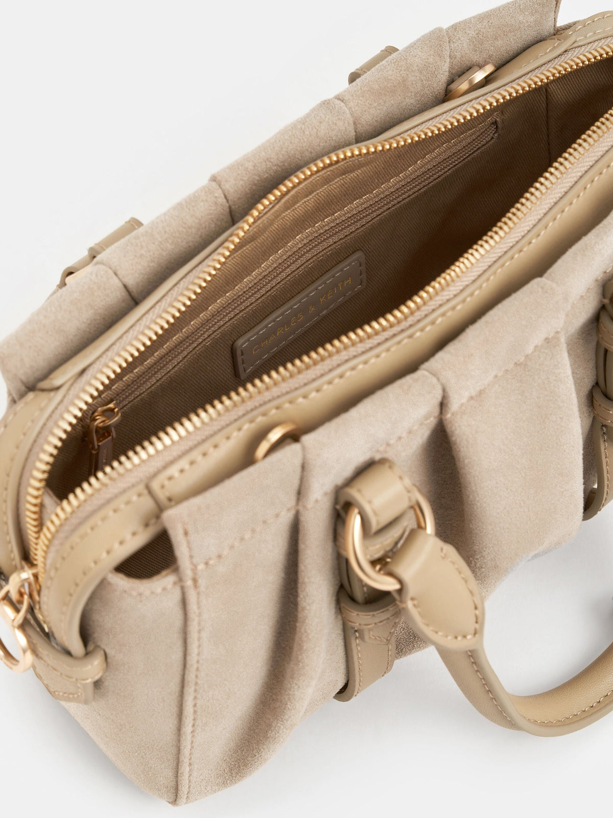 CHARLES & KEITH Quality / Britton Top Handle Tote Bag - Nutmeg Beige