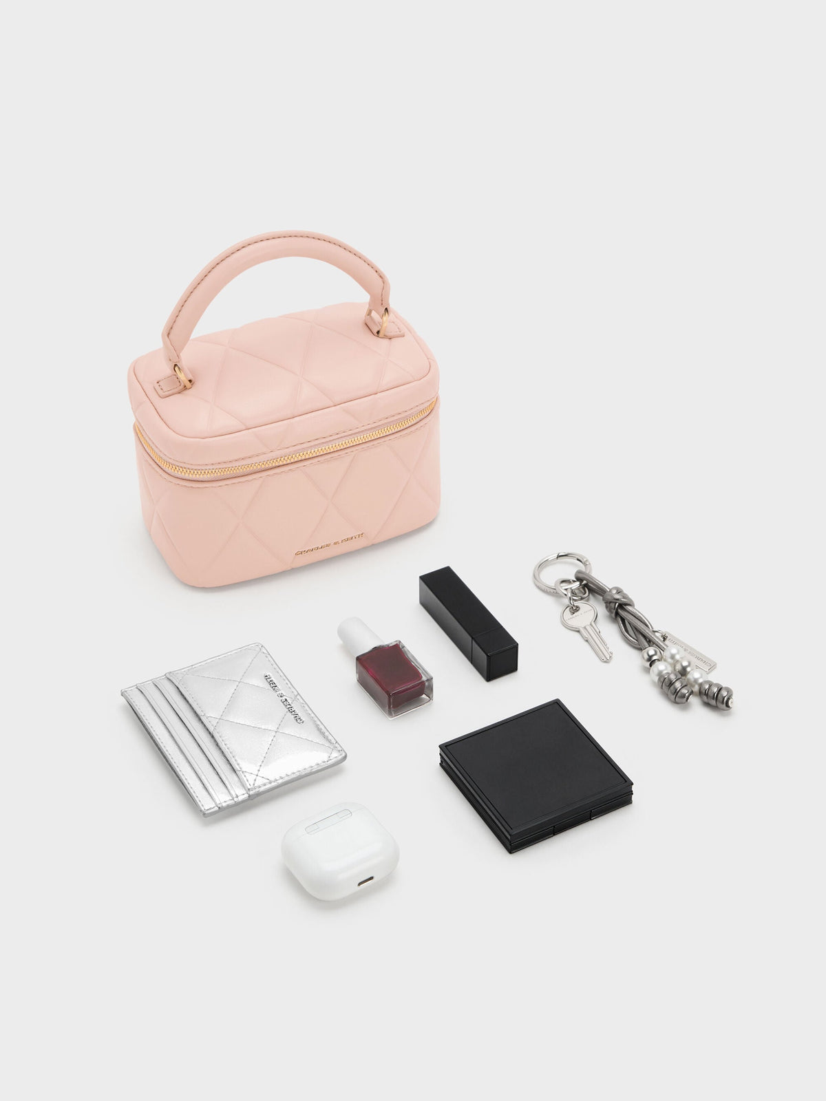 CHARLES & KEITH Best Price / Arwen Quilted Top Handle Vanity Bag - Light Pink
