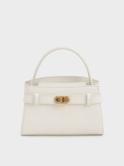 CHARLES & KEITH Best Seller / Aubrielle Belted Top Handle Bag - Cream