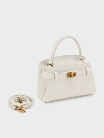 CHARLES & KEITH Best Seller / Aubrielle Belted Top Handle Bag - Cream