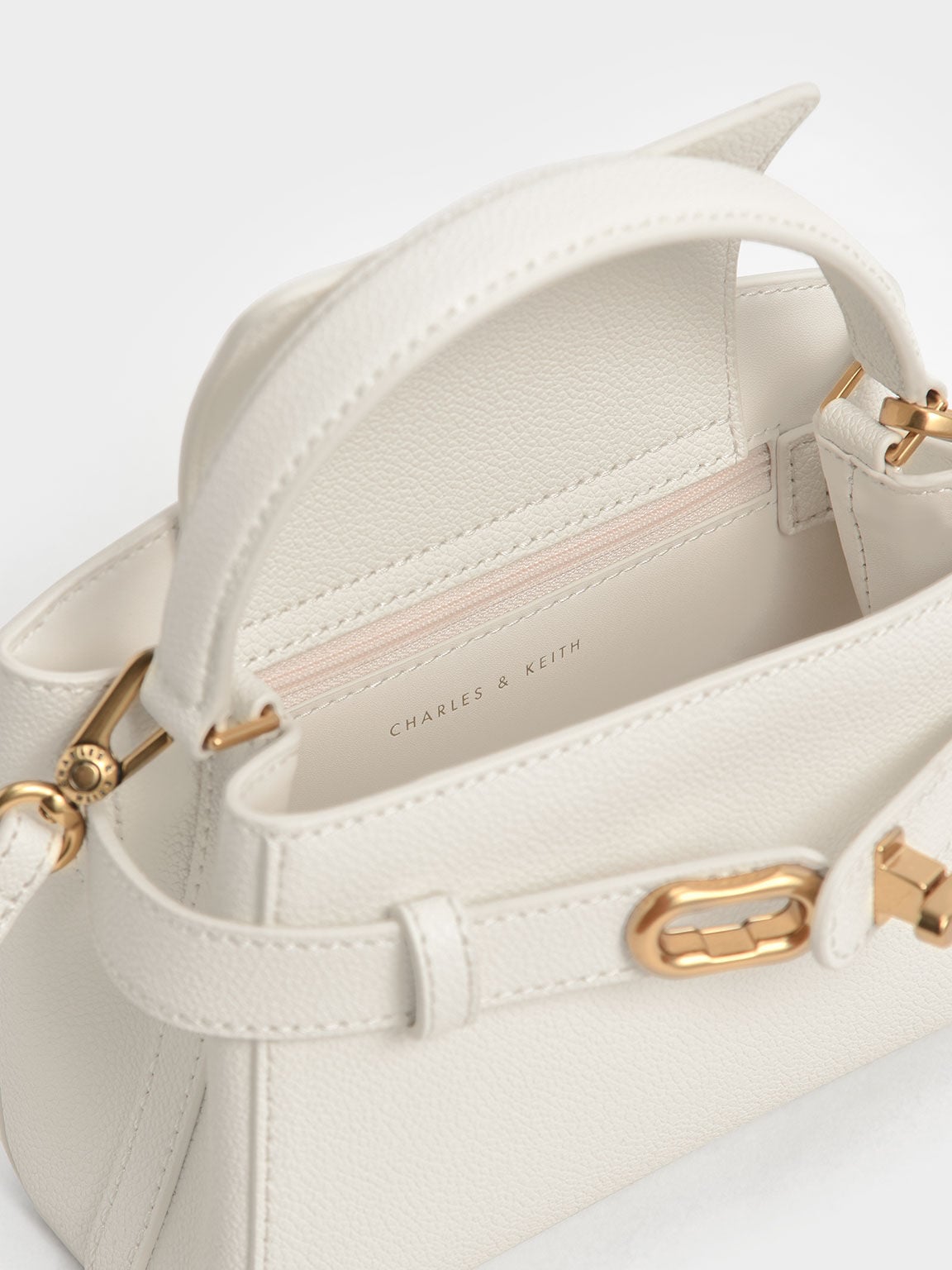 CHARLES & KEITH Best Seller / Aubrielle Belted Top Handle Bag - Cream