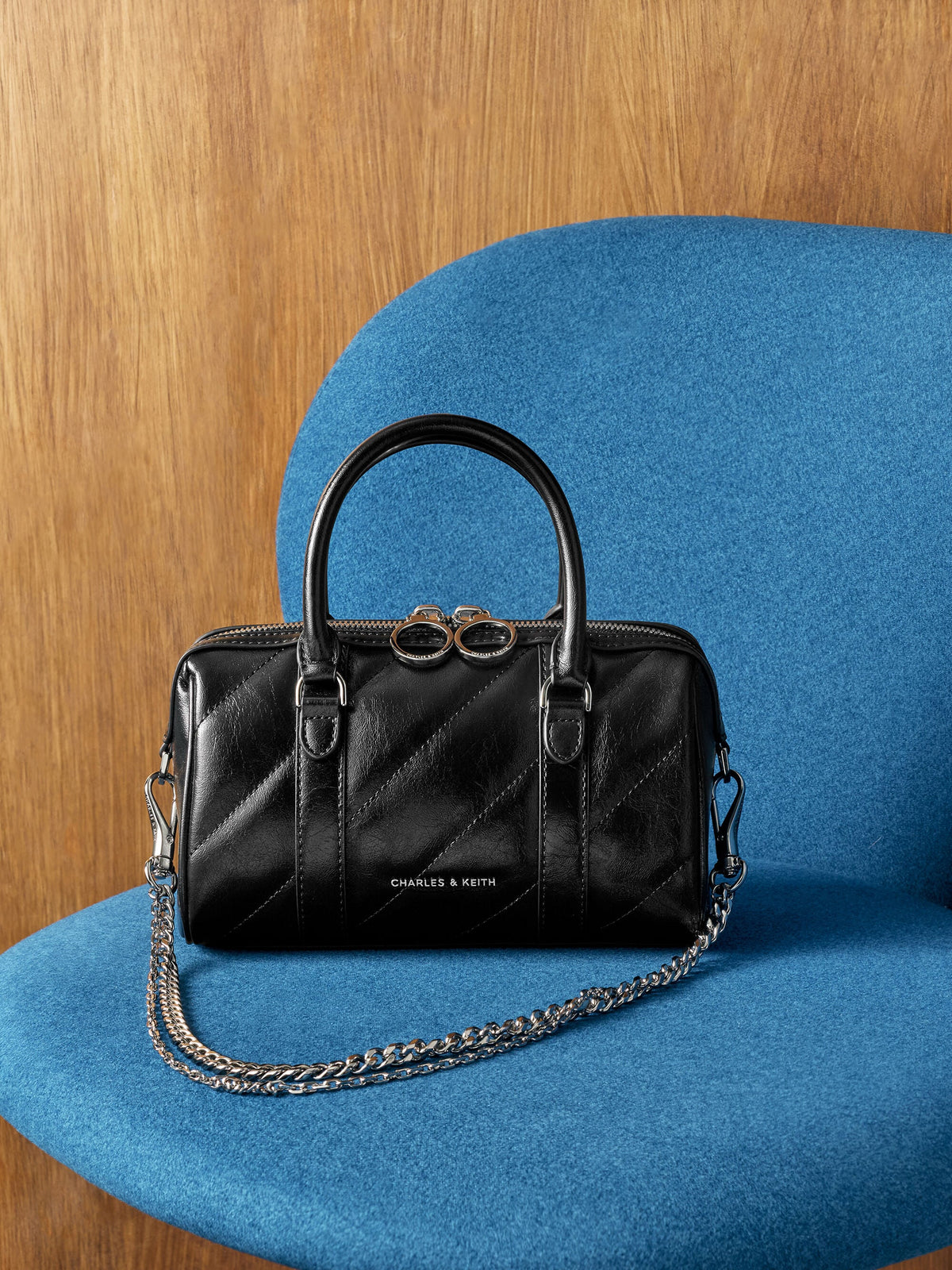 CHARLES & KEITH Hot Sale / Philomena Bowling Bag - Noir